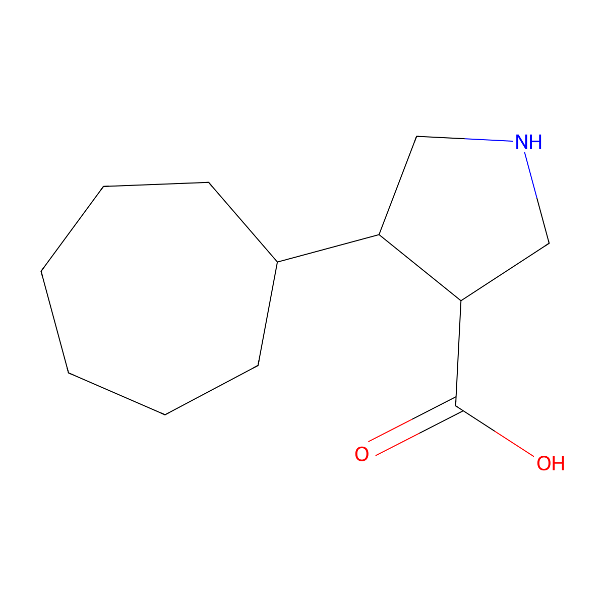 4-Cycloheptylpyrrolidine-3-carboxylic acid molecular structure, CAS 1481895-50-4