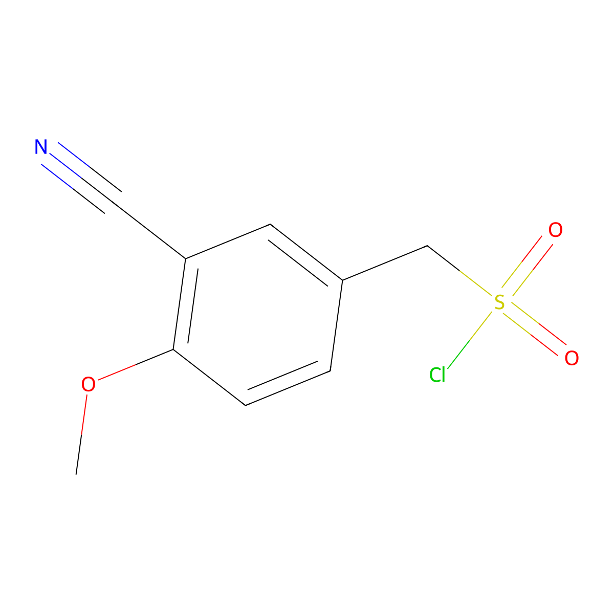 (3-Cyano-4-methoxyphenyl)methanesulfonyl chloride molecular structure, CAS 1481904-84-0
