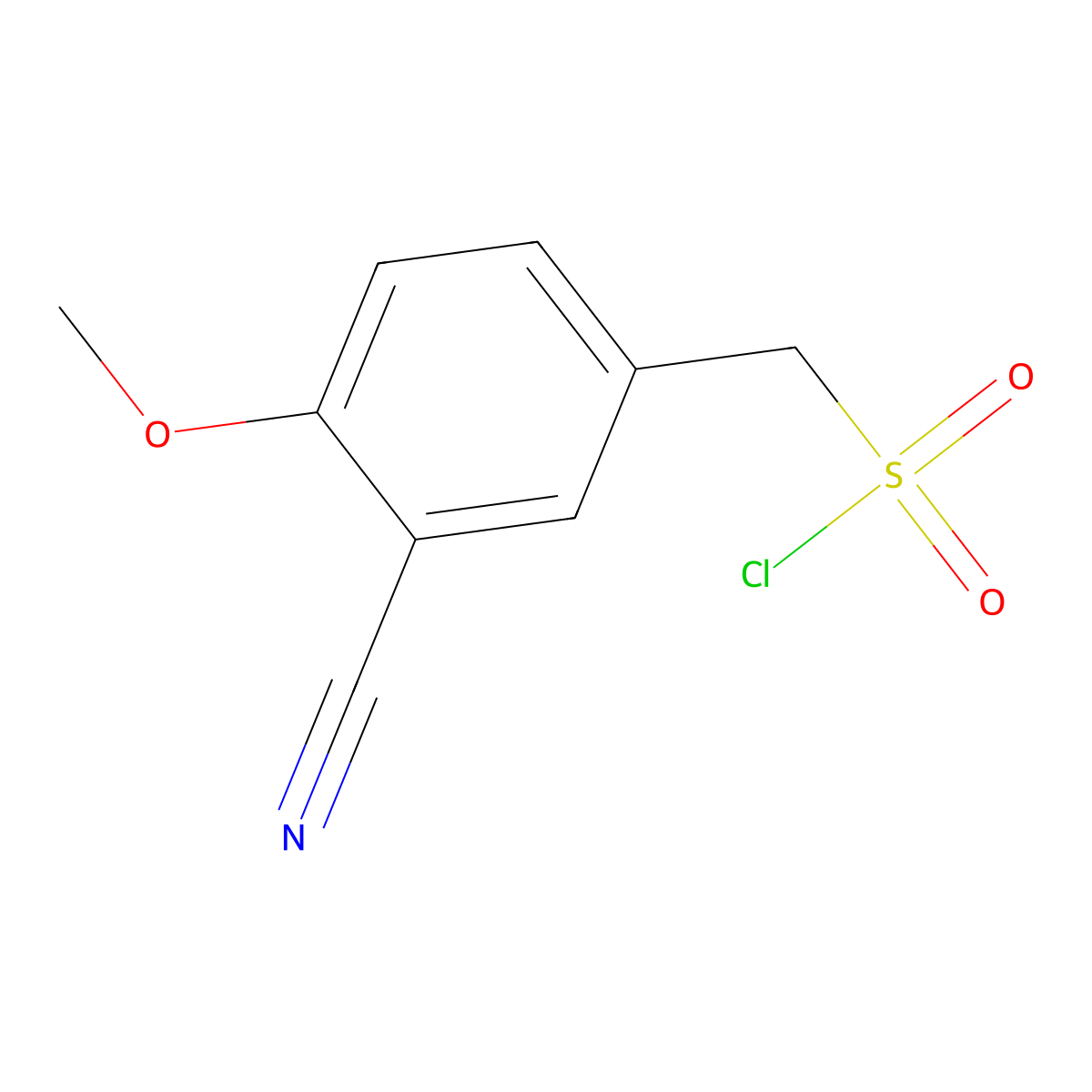 (3-Cyano-4-methoxyphenyl)methanesulfonyl chloride molecular structure, CAS 1481904-84-0