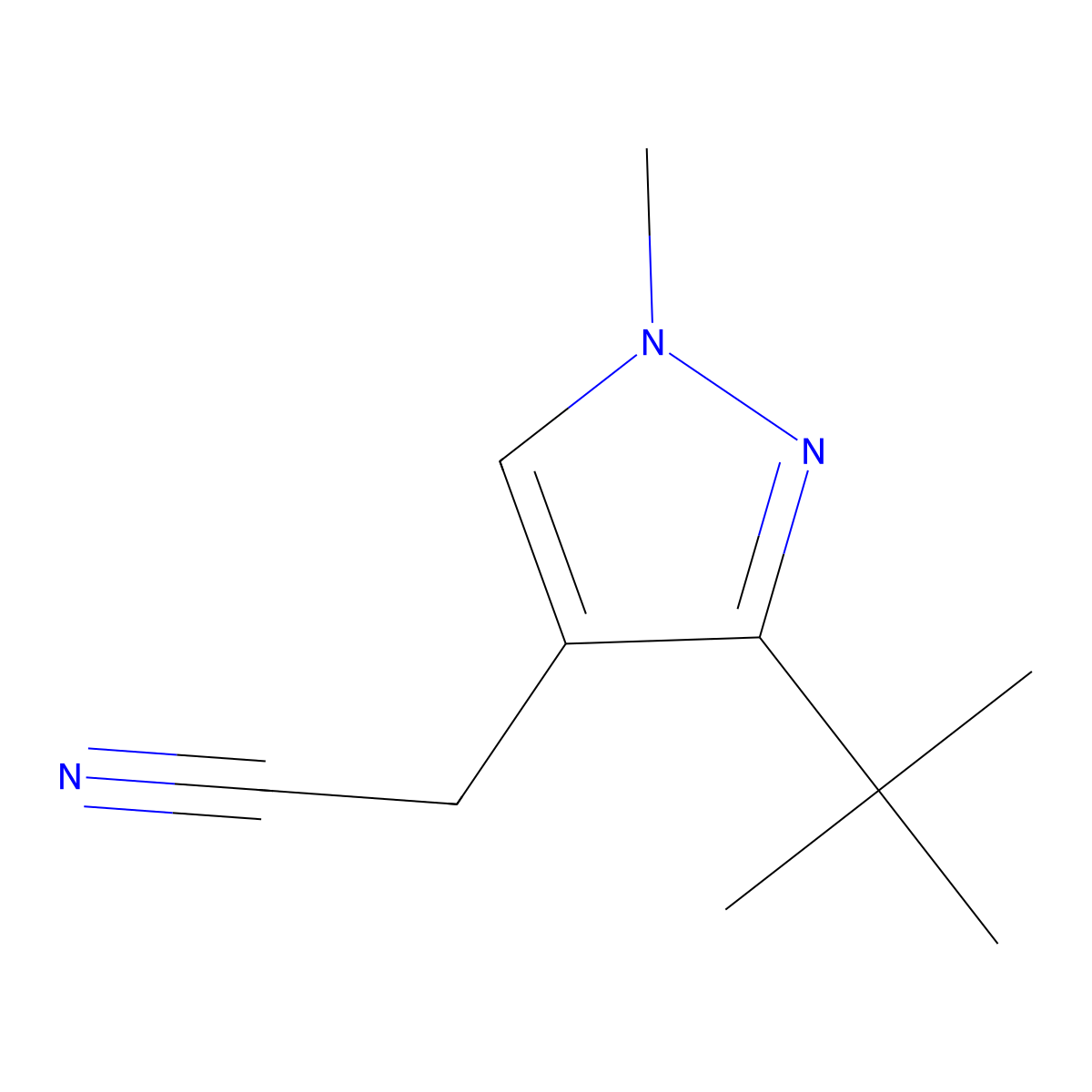 2-(3-(Tert-butyl)-1-methyl-1h-pyrazol-4-yl)acetonitrile molecular structure, CAS 1481905-50-3