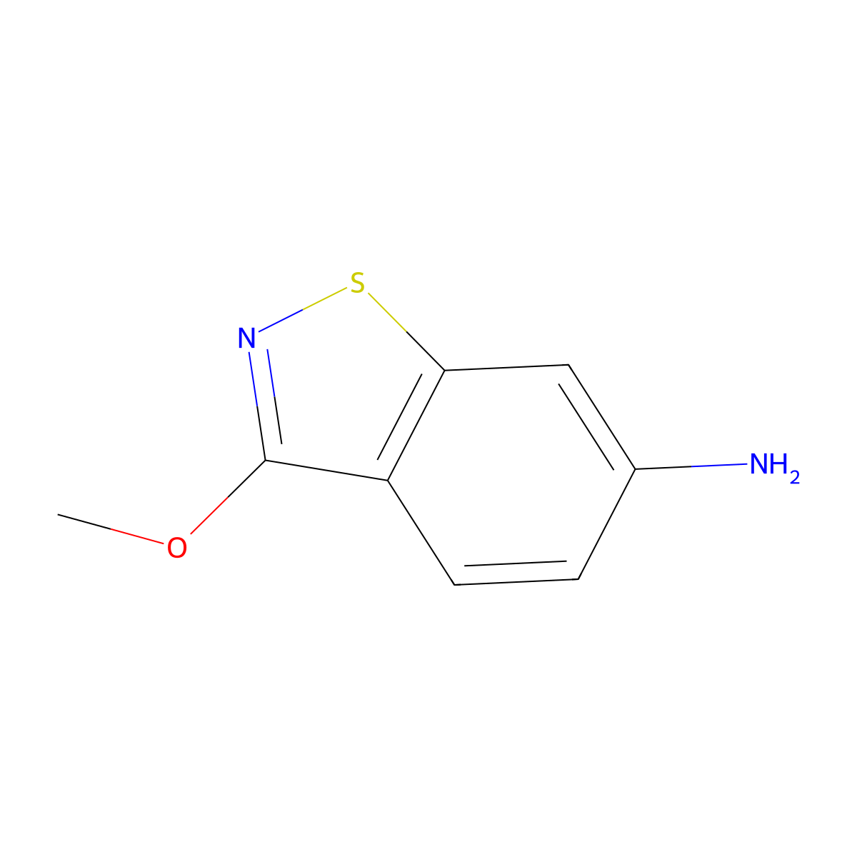 1,2-Benzisothiazol-6-amine, 3-methoxy- molecular structure, CAS 148193-33-3