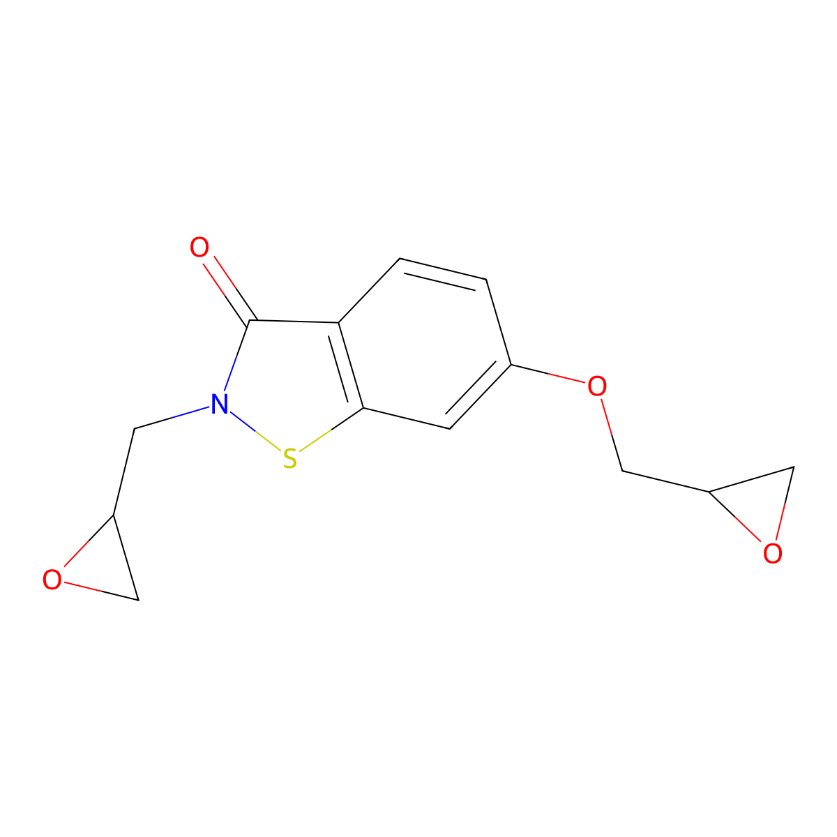 6-(Oxiranylmethoxy)-2-(oxiranylmethyl)-1,2-benzisothiazol-3(2H)-one molecular structure, CAS 148193-38-8