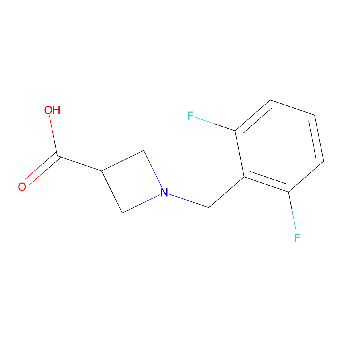 1-[(2,6-Difluorophenyl)methyl]azetidine-3-carboxylic acid molecular structure, CAS 1481930-91-9