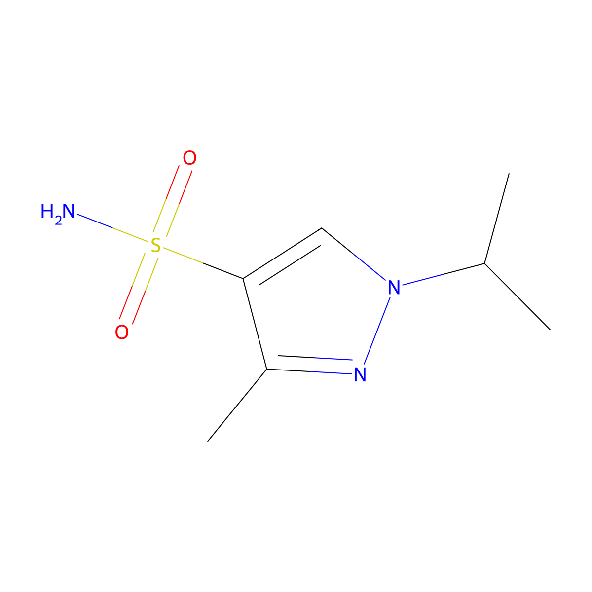 3-methyl-1-(propan-2-yl)-1H-pyrazole-4-sulfonamide molecular structure, CAS 1481935-66-3