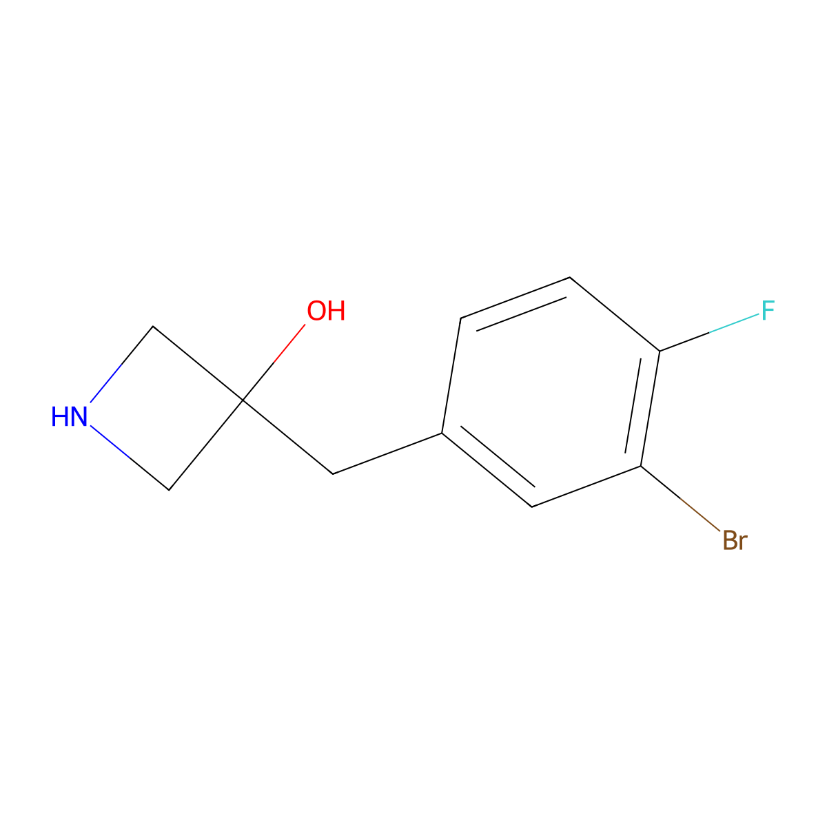 3-[(3-Bromo-4-fluorophenyl)methyl]azetidin-3-ol molecular structure, CAS 1481941-82-5