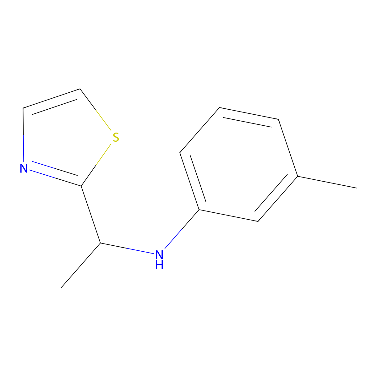 3-methyl-N-[1-(1,3-thiazol-2-yl)ethyl]aniline molecular structure, CAS 1481963-80-7