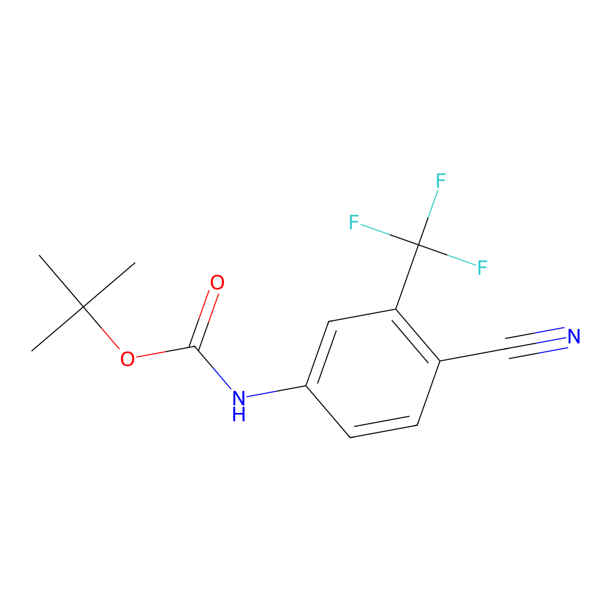 tert-butyl N-[4-cyano-3-(trifluoromethyl)phenyl]carbamate molecular structure, CAS 1481974-13-3