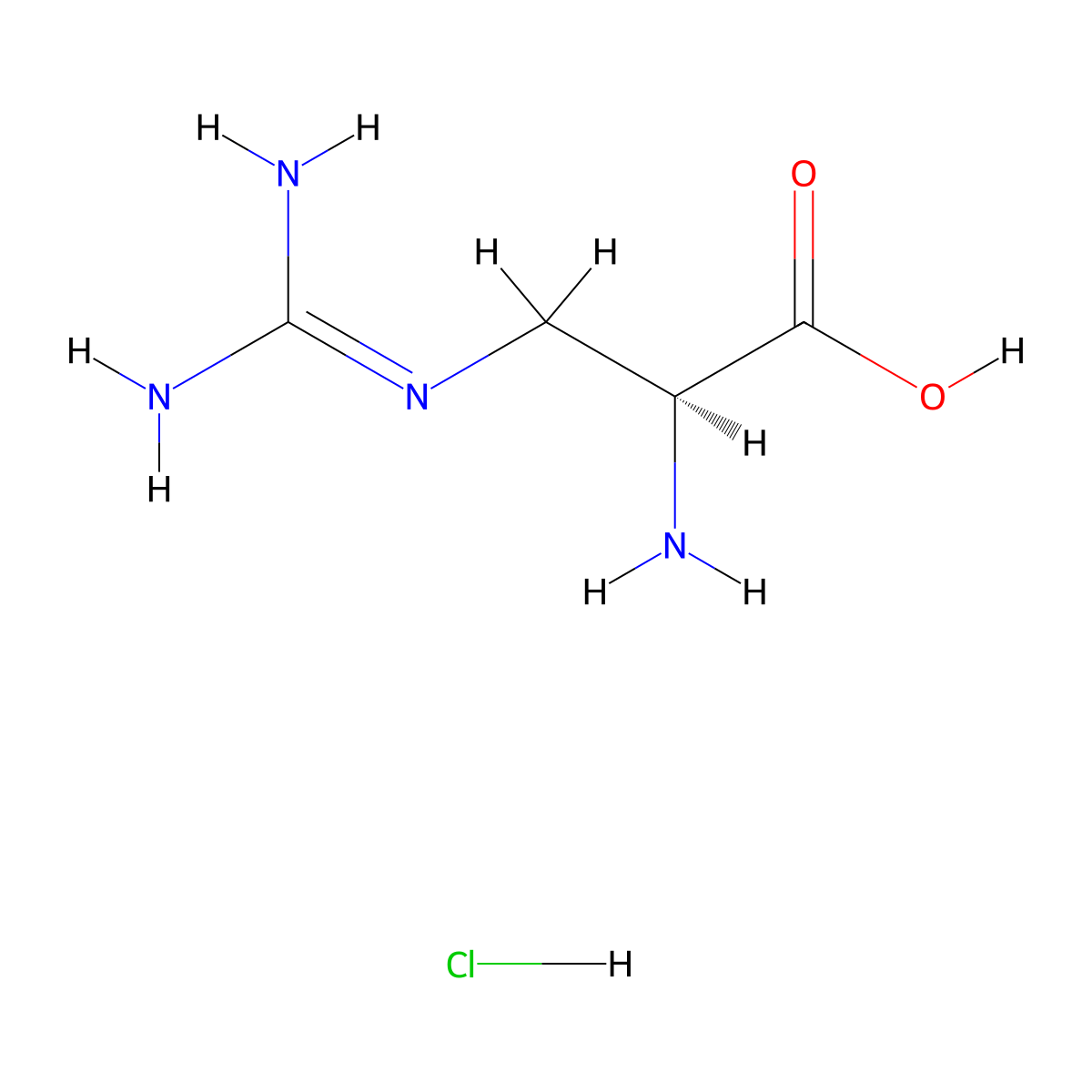 3-[(aminoiminomethyl)amino]-L-alanine monohydrochloride molecular structure, CAS 1482-99-1