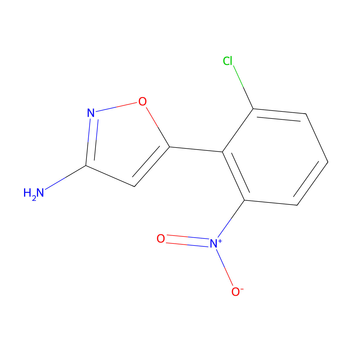5-(2-Chloro-6-nitrophenyl)-1,2-oxazol-3-amine molecular structure, CAS 1482031-36-6