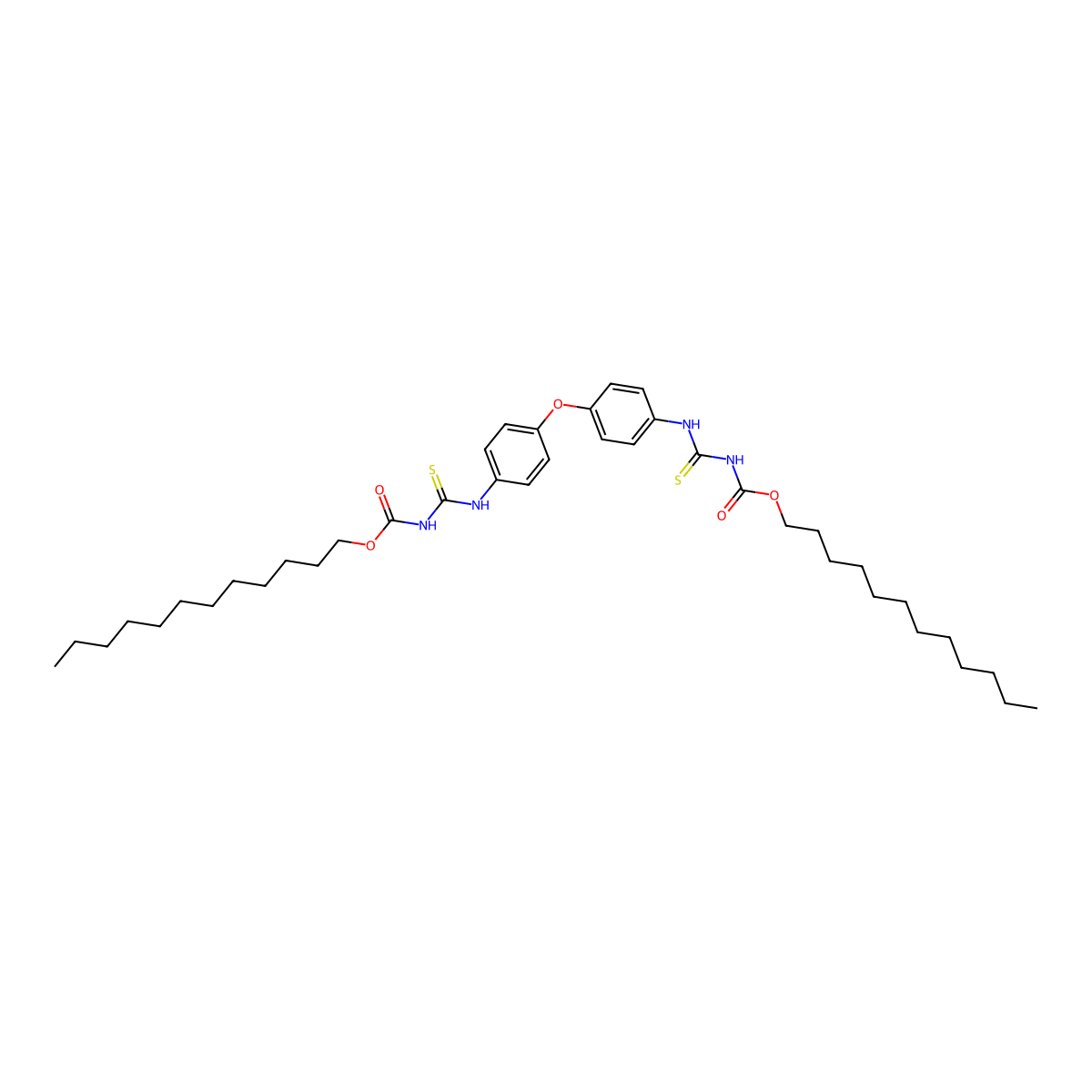 Dodecyl N-[(4-{4-[({[(dodecyloxy)carbonyl]amino}methanethioyl)-amino]phenoxy}phenyl)carbamothioyl]-carbamate molecular structure, CAS 148204-51-7