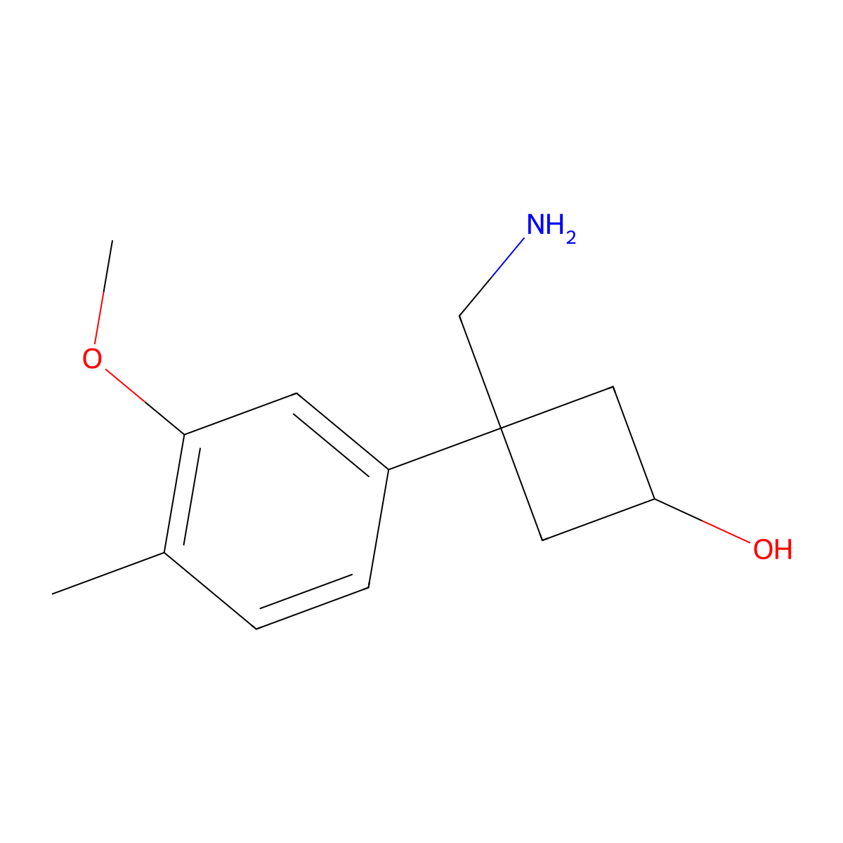 3-(Aminomethyl)-3-(3-methoxy-4-methylphenyl)cyclobutan-1-ol molecular structure, CAS 1482040-16-3