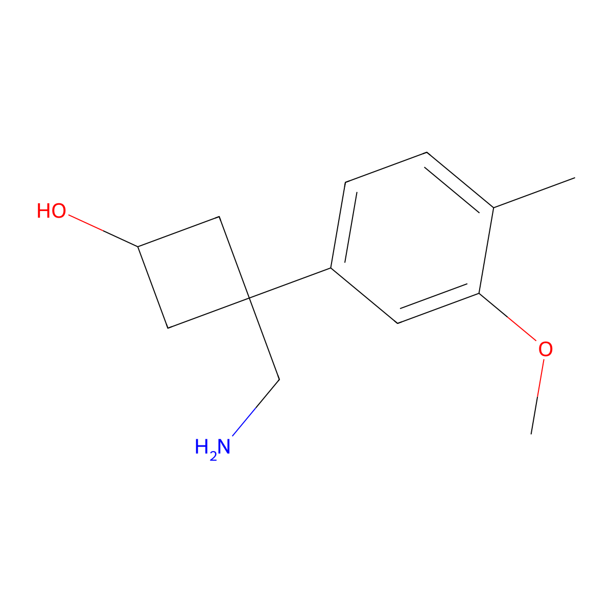 3-(Aminomethyl)-3-(3-methoxy-4-methylphenyl)cyclobutan-1-ol molecular structure, CAS 1482040-16-3