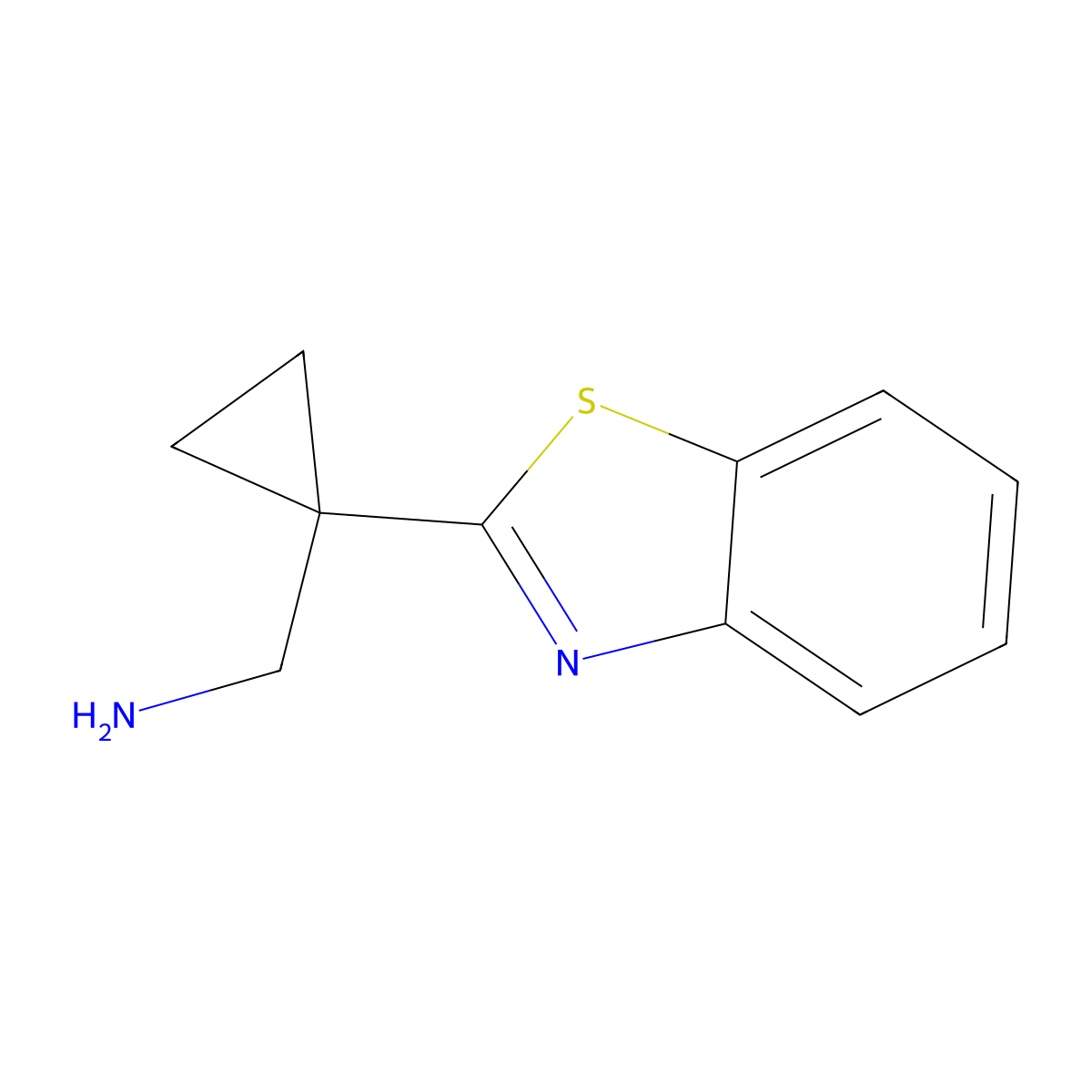 (1-(Benzo[D]thiazol-2-YL)cyclopropyl)methanamine molecular structure, CAS 1482040-49-2