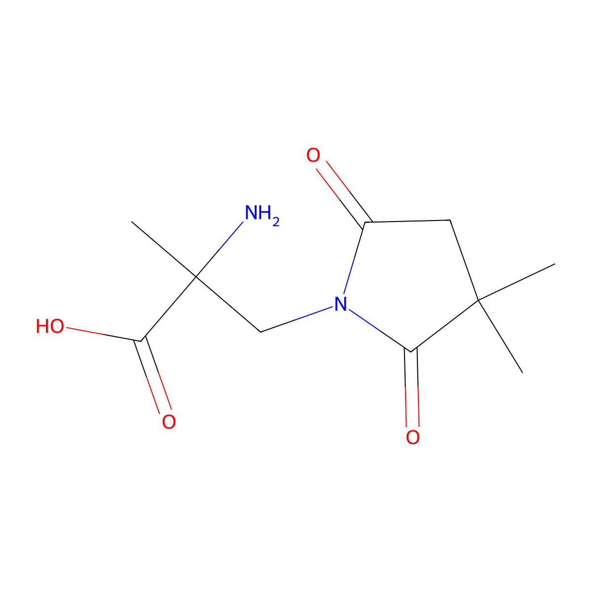 2-Amino-3-(3,3-dimethyl-2,5-dioxopyrrolidin-1-yl)-2-methylpropanoic acid molecular structure, CAS 1482051-81-9