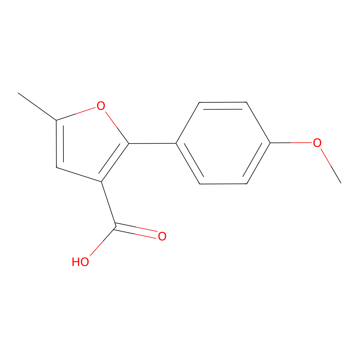 2-(4-Methoxyphenyl)-5-methylfuran-3-carboxylic acid molecular structure, CAS 1482059-90-4