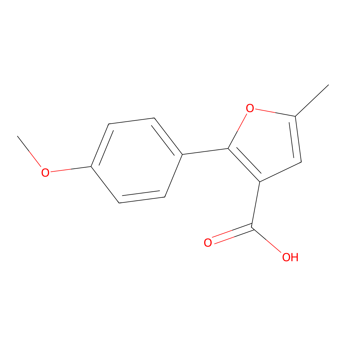 2-(4-Methoxyphenyl)-5-methylfuran-3-carboxylic acid molecular structure, CAS 1482059-90-4
