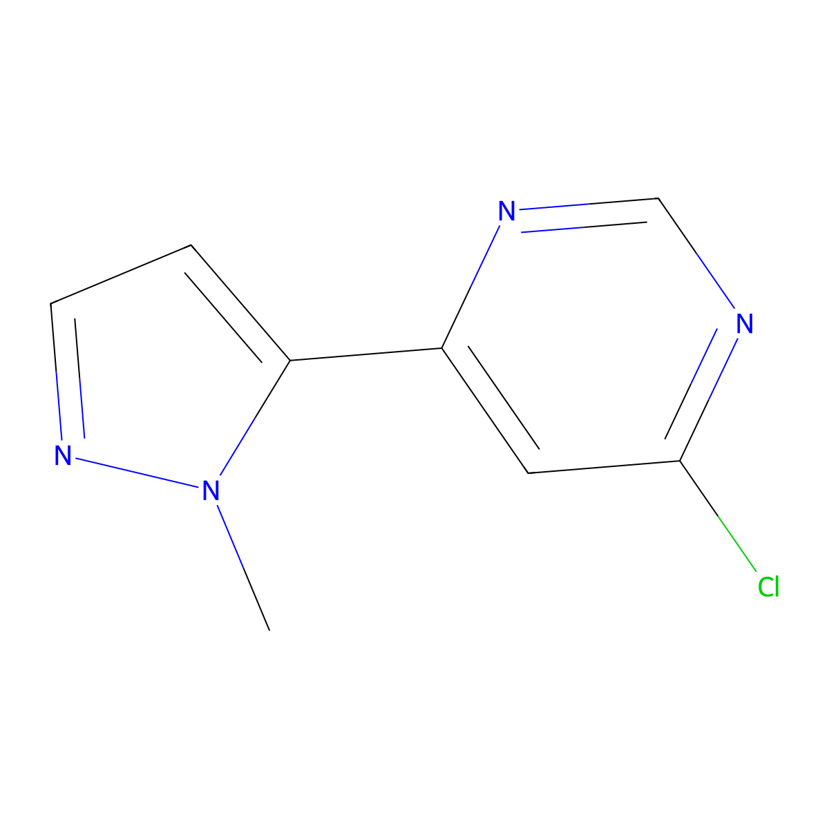 4-chloro-6-(1-methyl-1H-pyrazol-5-yl)pyrimidine molecular structure, CAS 1482088-70-9
