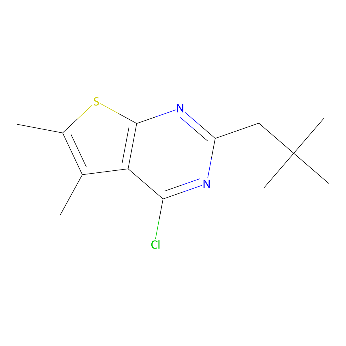 4-Chloro-5,6-dimethyl-2-neopentylthieno[2,3-d]pyrimidine molecular structure, CAS 1482119-18-5