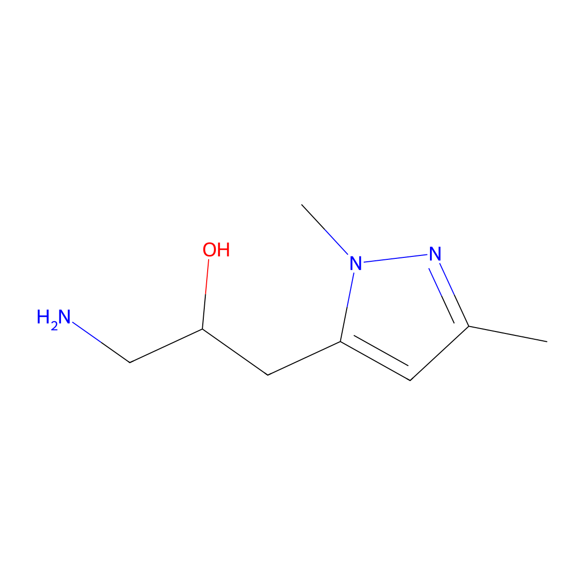 1-amino-3-(1,3-dimethyl-1H-pyrazol-5-yl)propan-2-ol molecular structure, CAS 1482124-06-0