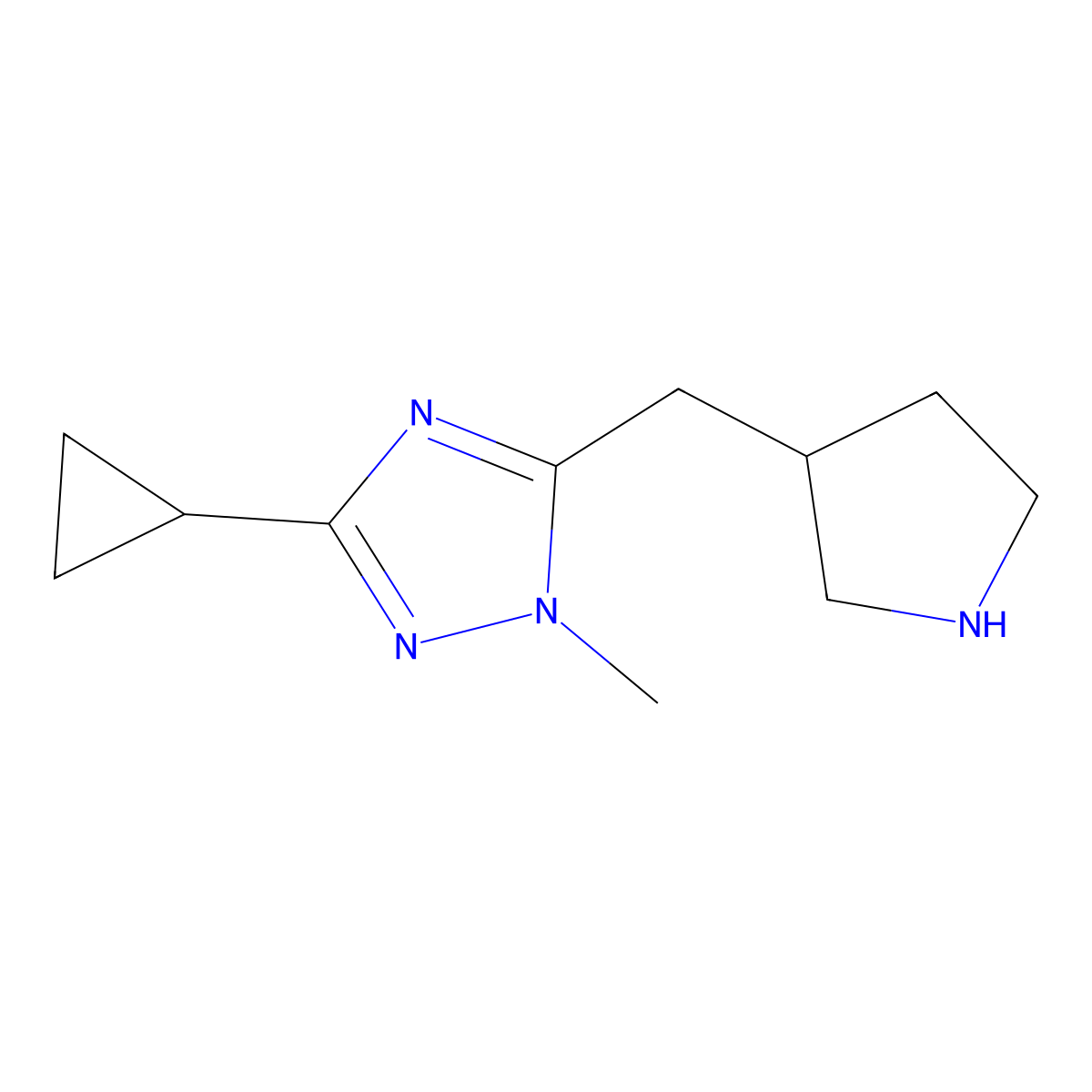 3-Cyclopropyl-1-methyl-5-(pyrrolidin-3-ylmethyl)-1h-1,2,4-triazole molecular structure, CAS 1482129-01-0