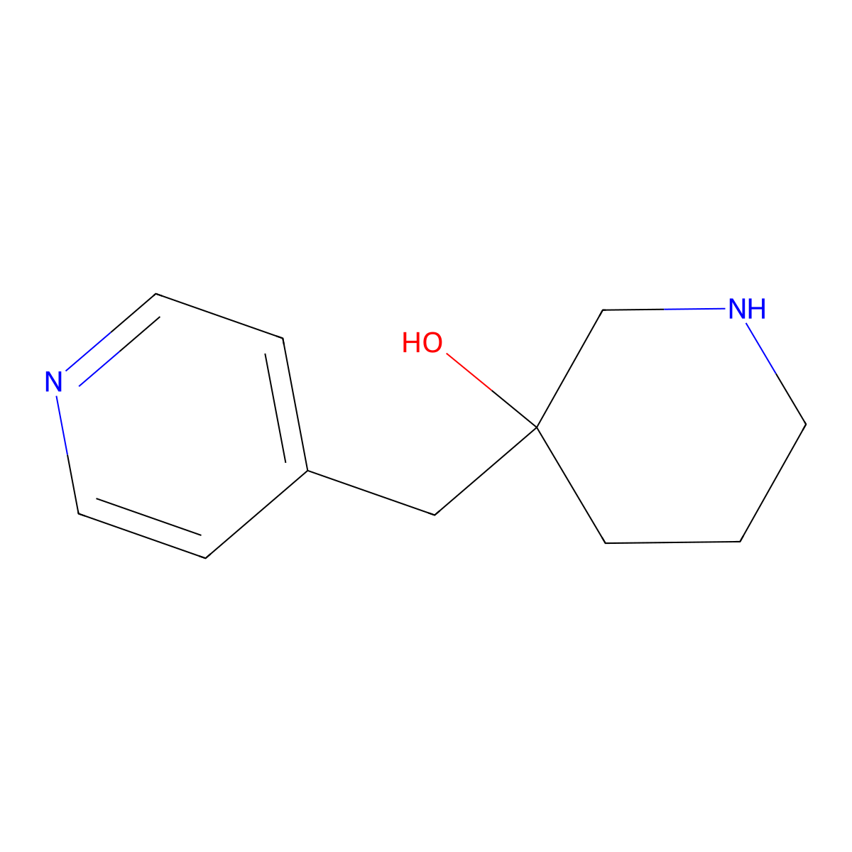 3-[(Pyridin-4-yl)methyl]piperidin-3-ol molecular structure, CAS 1482133-46-9