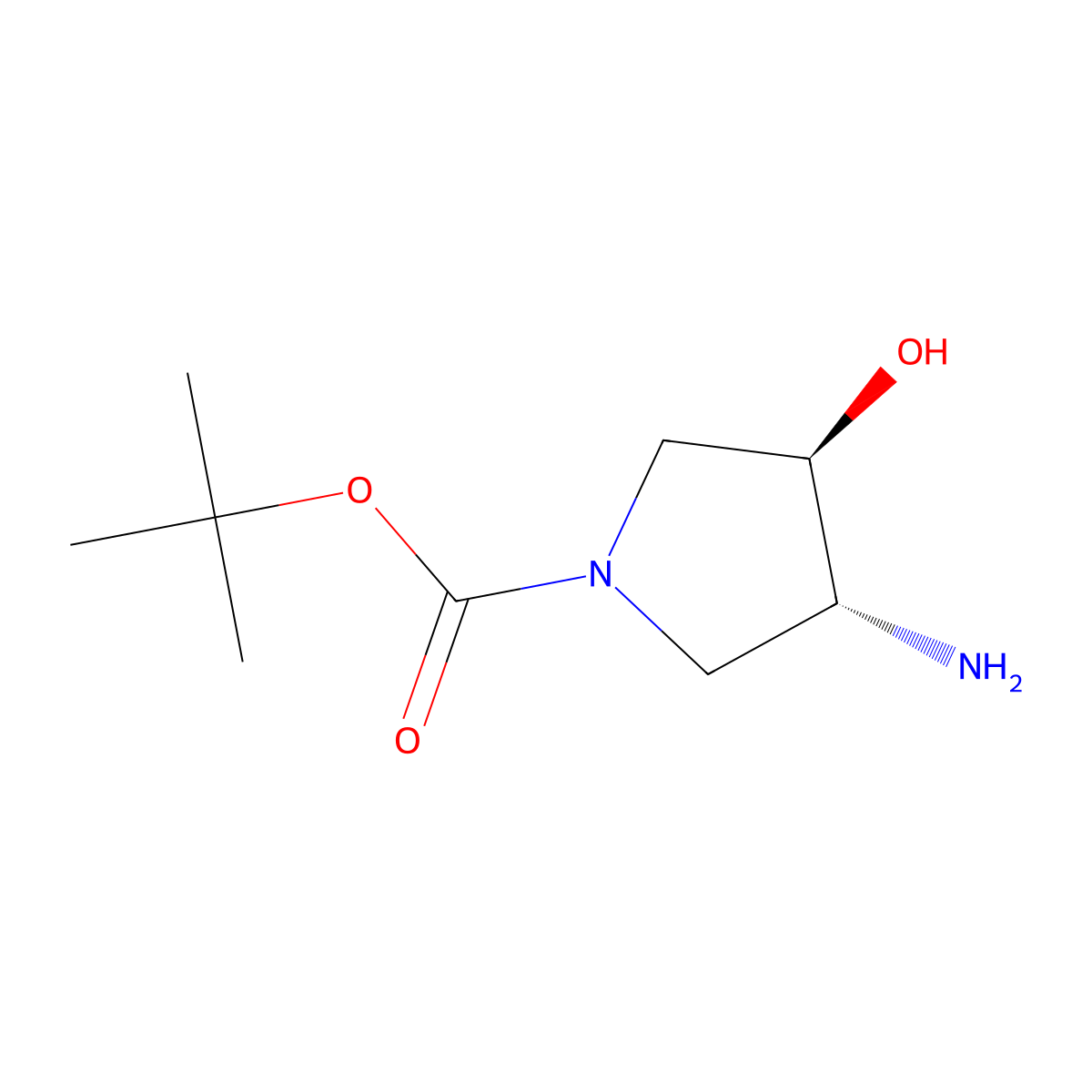 (3R,4R)-3-Amino-1-Boc-4-hydroxypyrrolidine molecular structure, CAS 148214-90-8