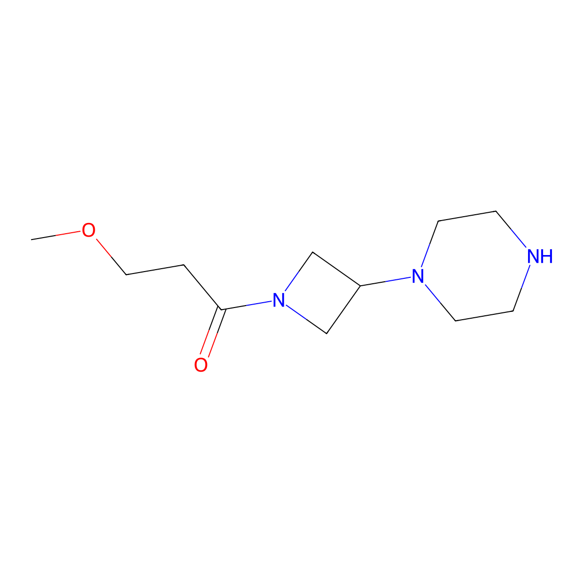 3-Methoxy-1-(3-(piperazin-1-yl)azetidin-1-yl)propan-1-one molecular structure, CAS 1482142-31-3