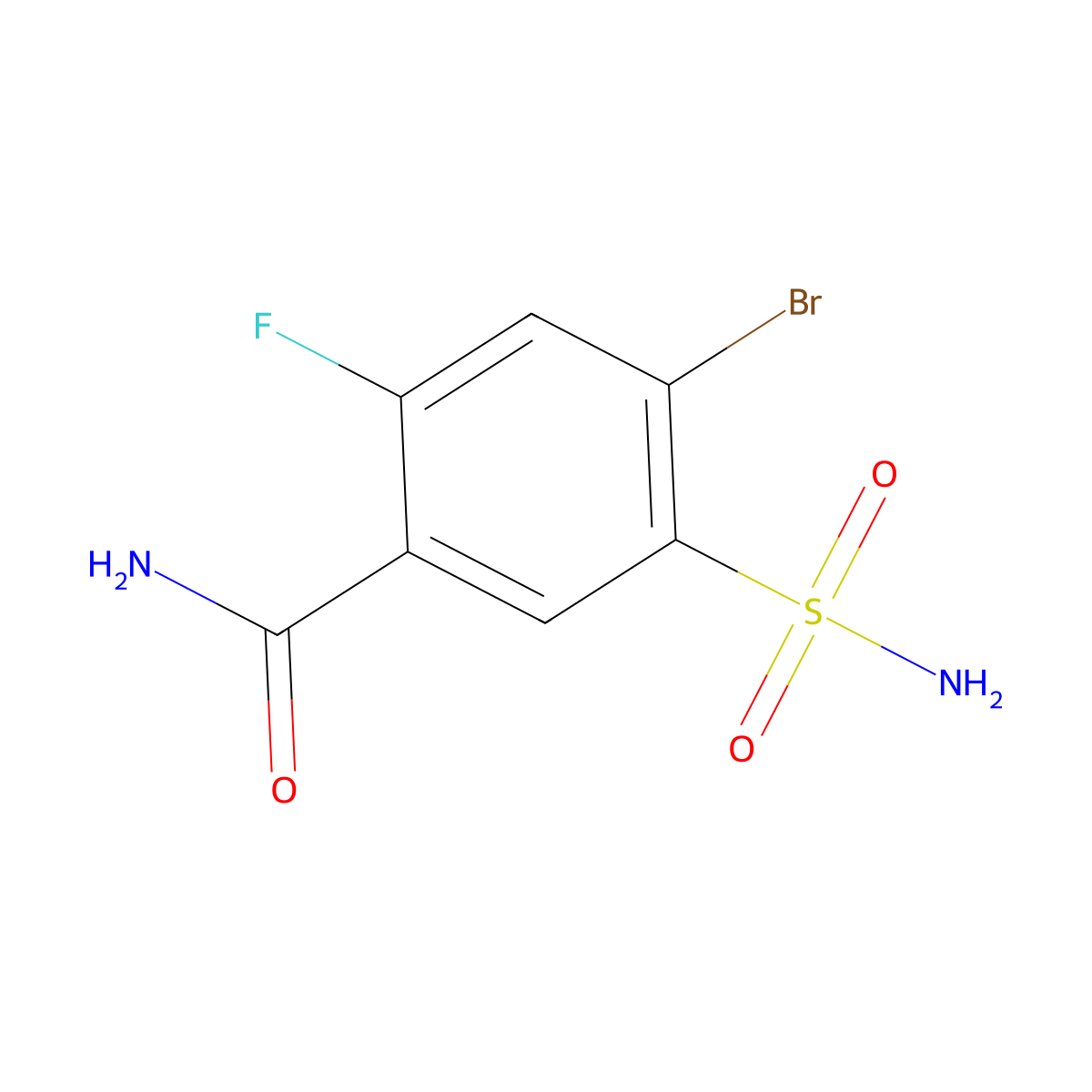 4-Bromo-2-fluoro-5-sulfamoylbenzamide molecular structure, CAS 1482148-65-1