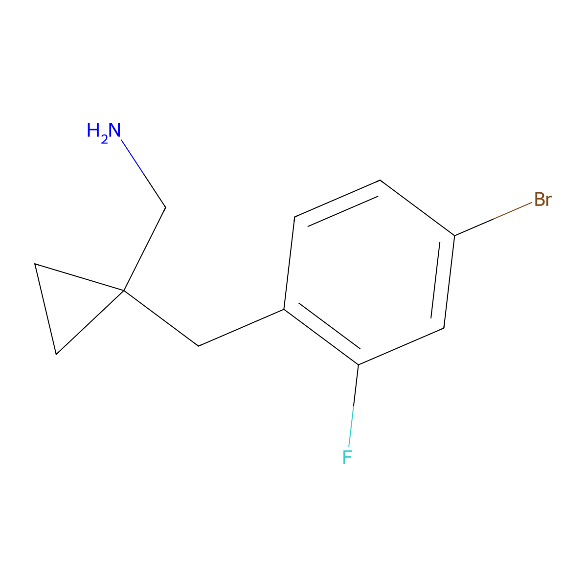 (1-(4-Bromo-2-fluorobenzyl)cyclopropyl)methanamine molecular structure, CAS 1482154-23-3