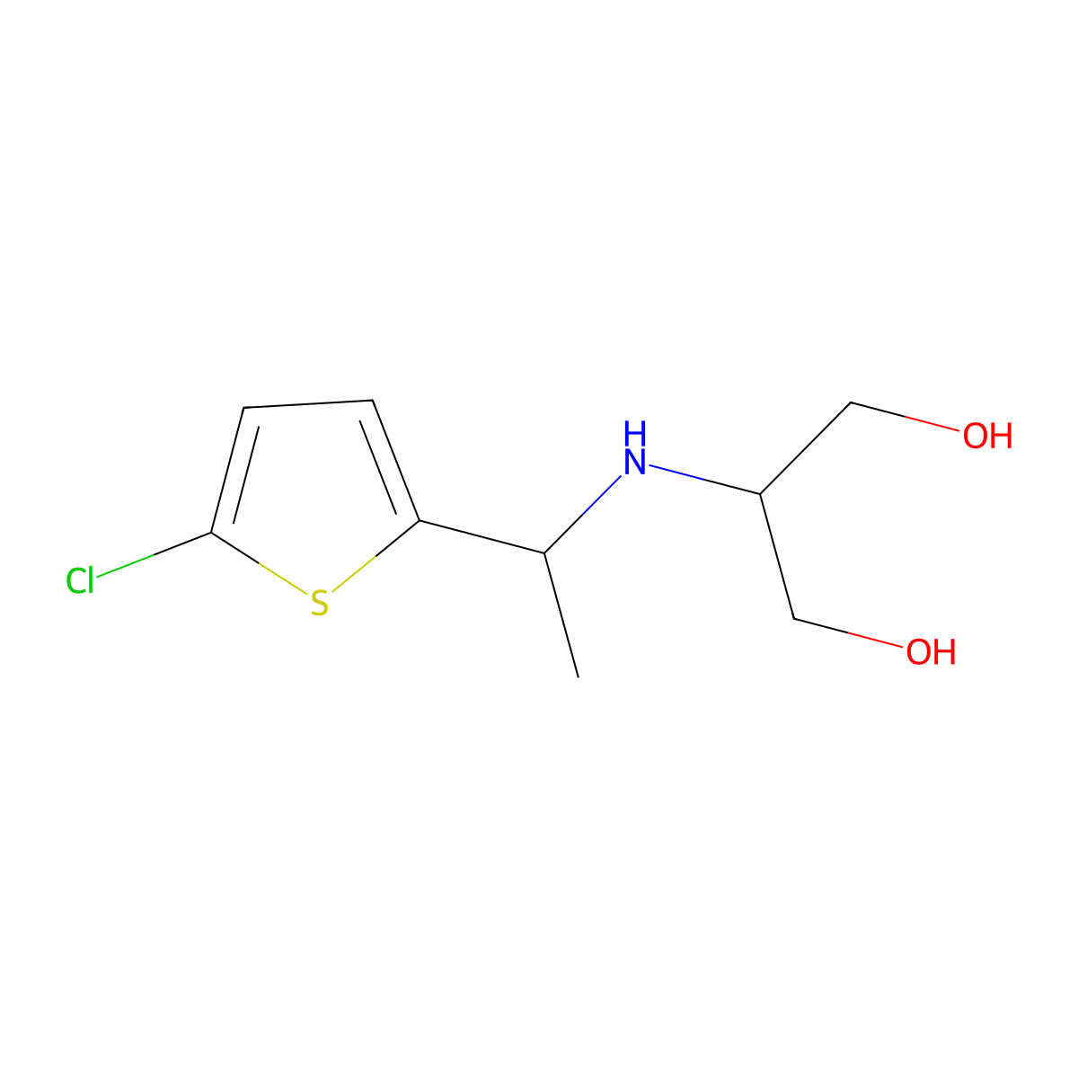 2-{[1-(5-Chlorothiophen-2-yl)ethyl]amino}propane-1,3-diol molecular structure, CAS 1482166-28-8