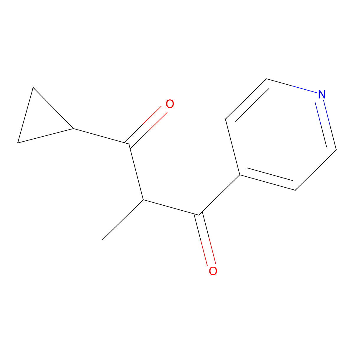 1-Cyclopropyl-2-methyl-3-(pyridin-4-yl)propane-1,3-dione molecular structure, CAS 1482168-54-6