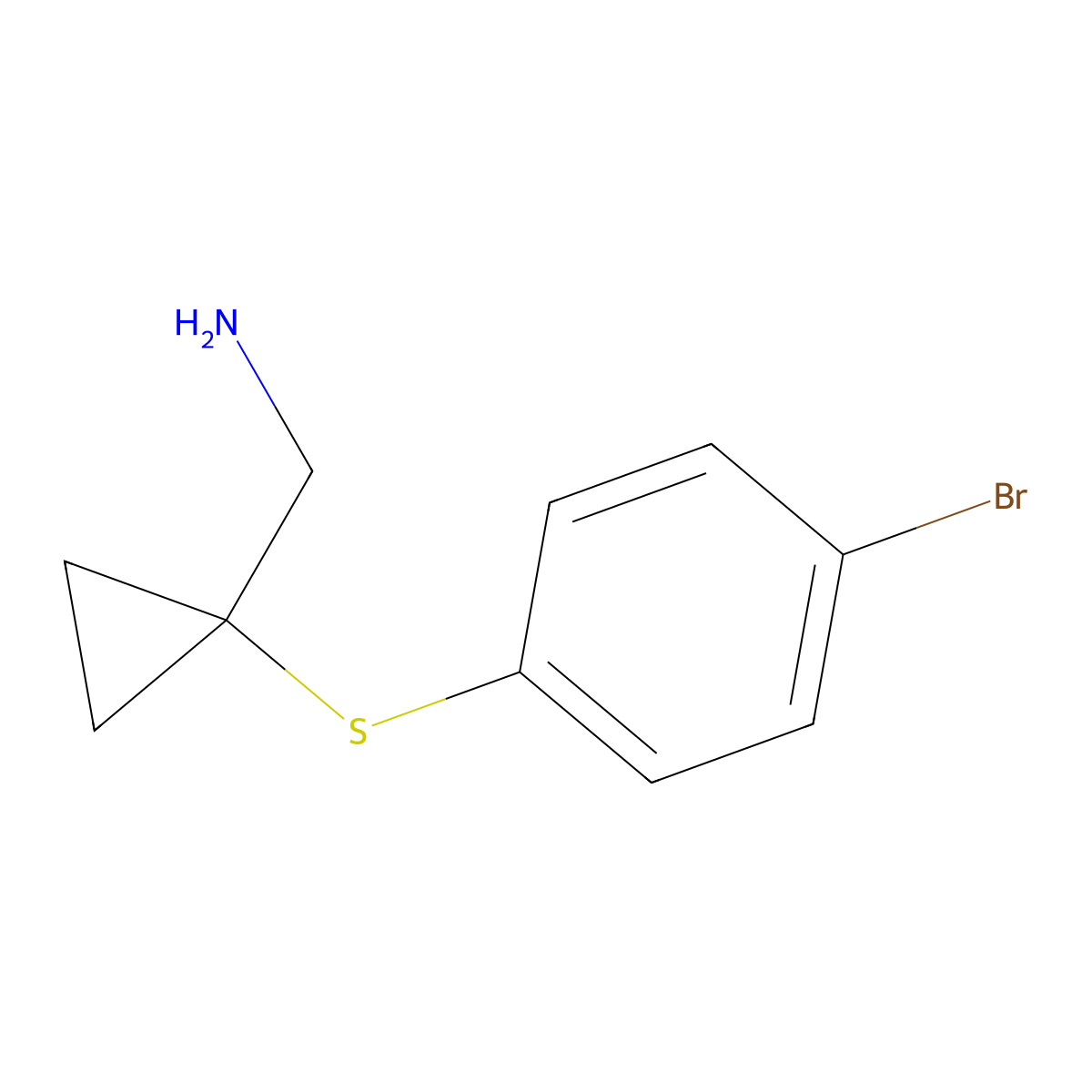 [1-(4-Bromophenyl)sulfanylcyclopropyl]methanamine molecular structure, CAS 1482192-75-5