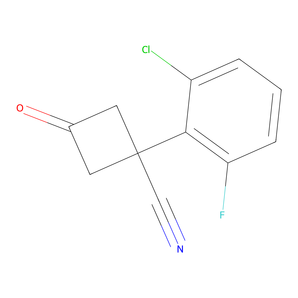 1-(2-Chloro-6-fluorophenyl)-3-oxocyclobutane-1-carbonitrile molecular structure, CAS 1482220-25-6