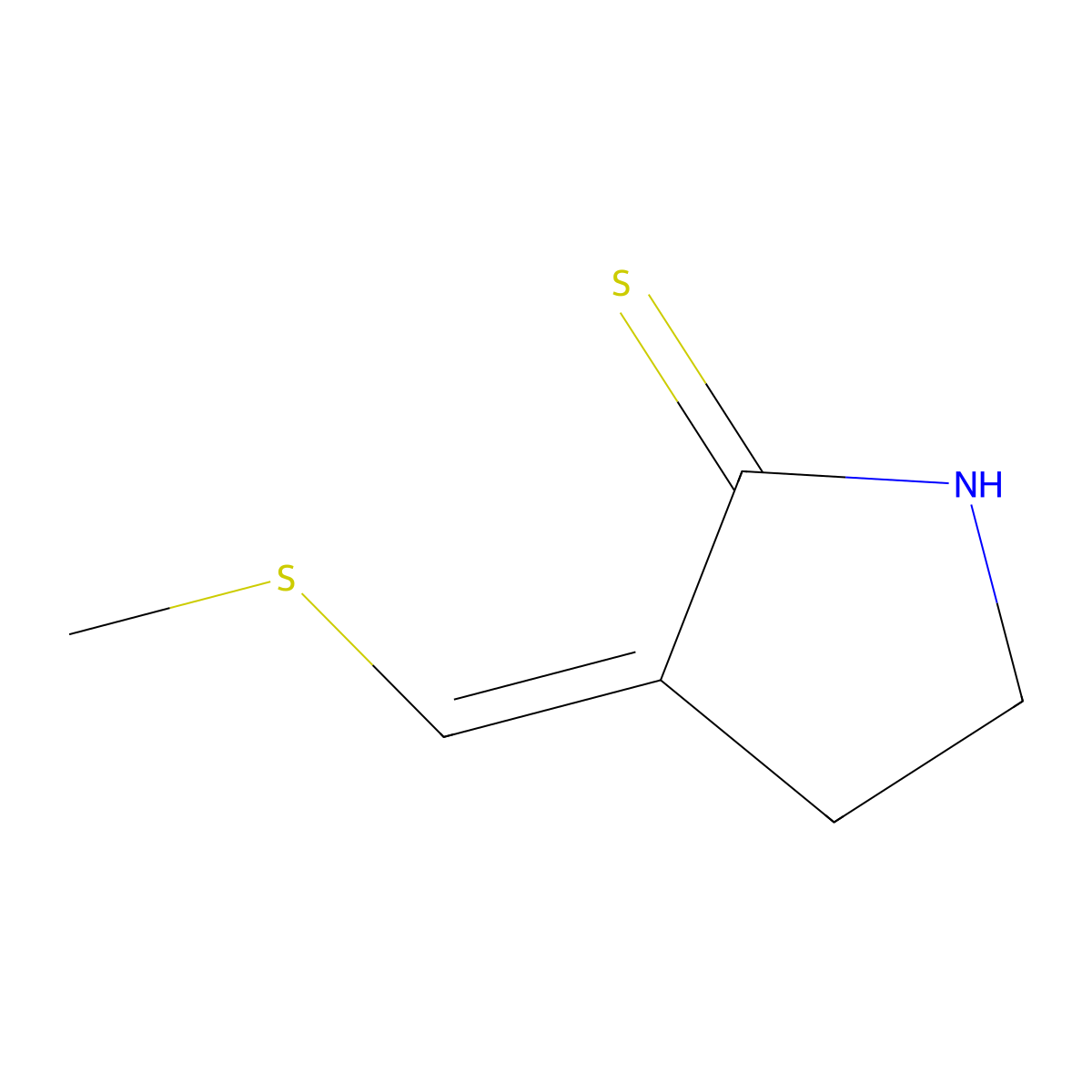(E)-3-(Methylthiomethylene)pyrrolidine-2-thione molecular structure, CAS 148225-27-8