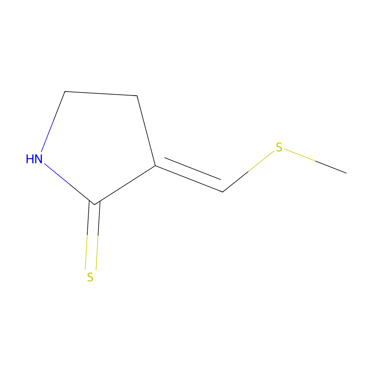 (E)-3-(Methylthiomethylene)pyrrolidine-2-thione molecular structure, CAS 148225-27-8