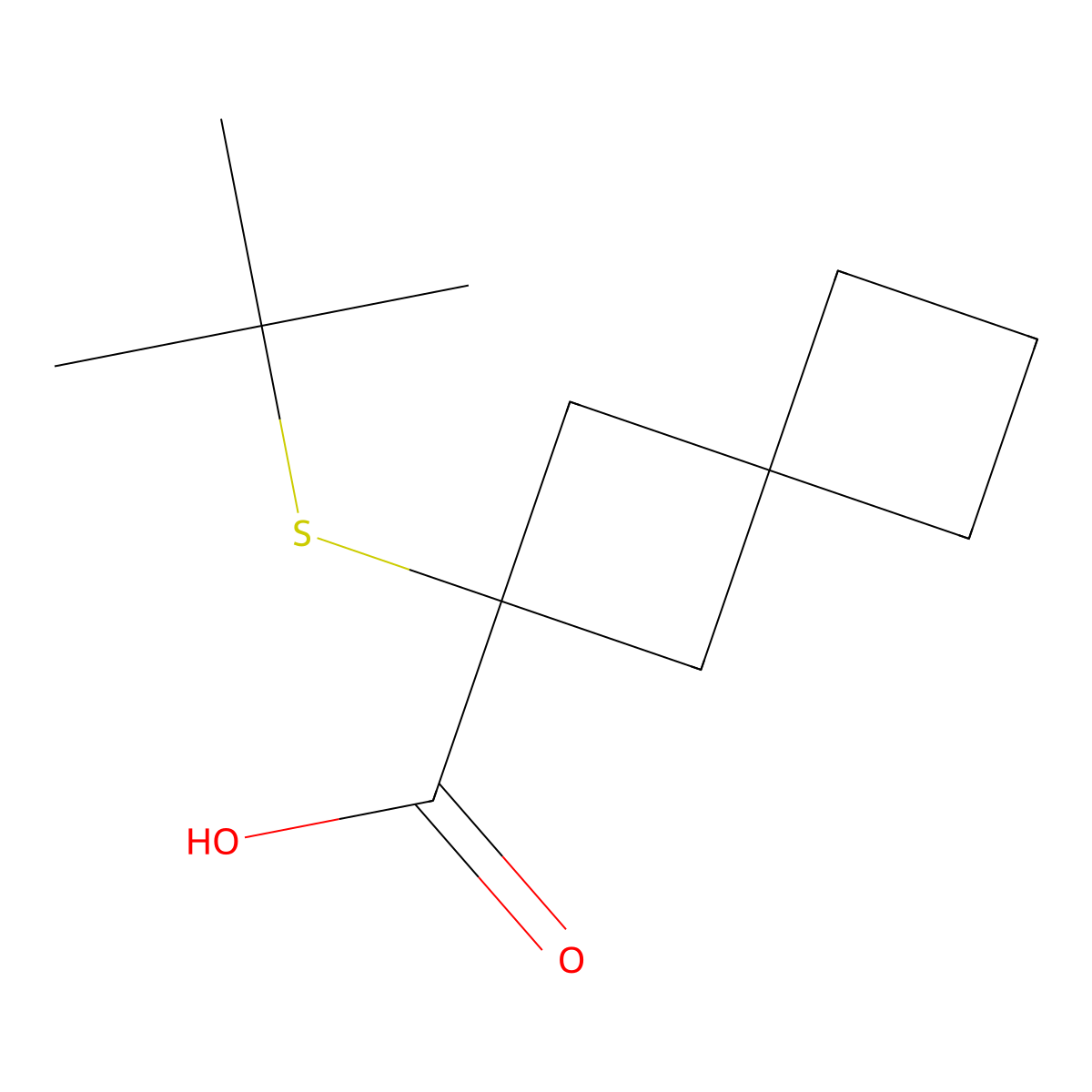 2-(Tert-butylsulfanyl)spiro[3.3]heptane-2-carboxylic acid molecular structure, CAS 1482253-23-5
