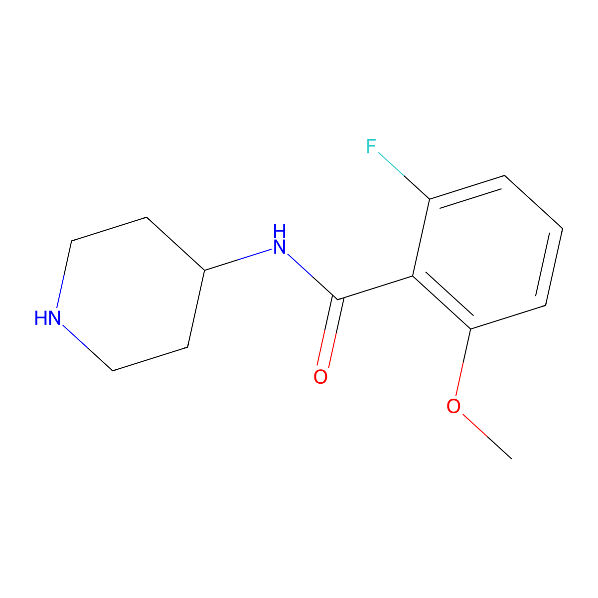 2-fluoro-6-methoxy-N-(piperidin-4-yl)benzamide molecular structure, CAS 1482263-42-2