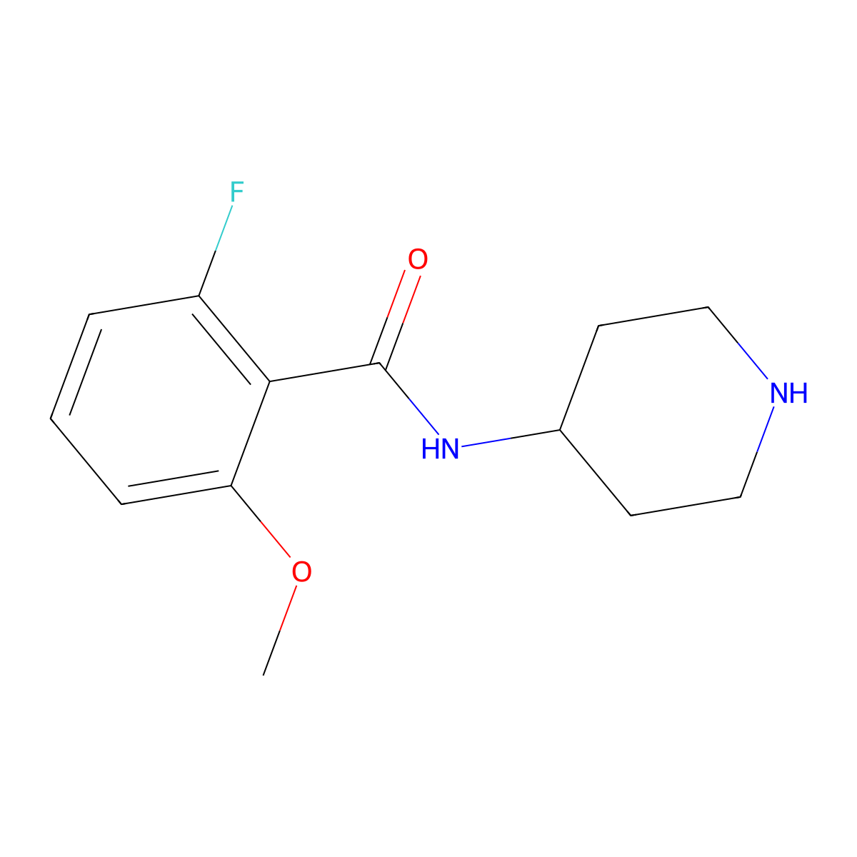 2-fluoro-6-methoxy-N-(piperidin-4-yl)benzamide molecular structure, CAS 1482263-42-2