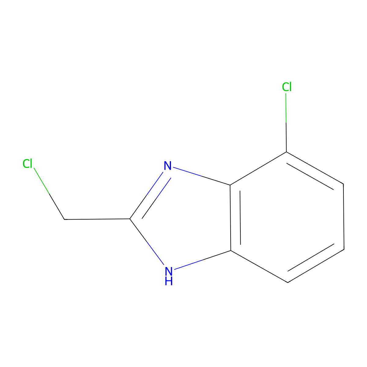 7-chloro-2-(chloromethyl)-1H-1,3-benzodiazole molecular structure, CAS 14823-21-3