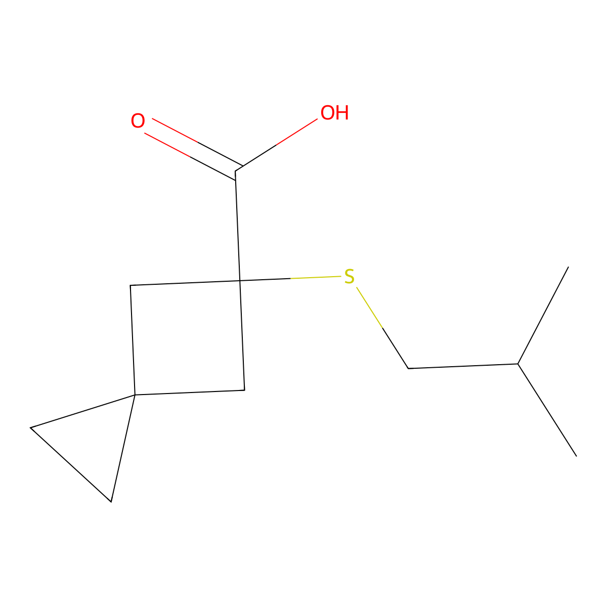 5-(Isobutylthio)spiro[2.3]hexane-5-carboxylic acid molecular structure, CAS 1482303-91-2