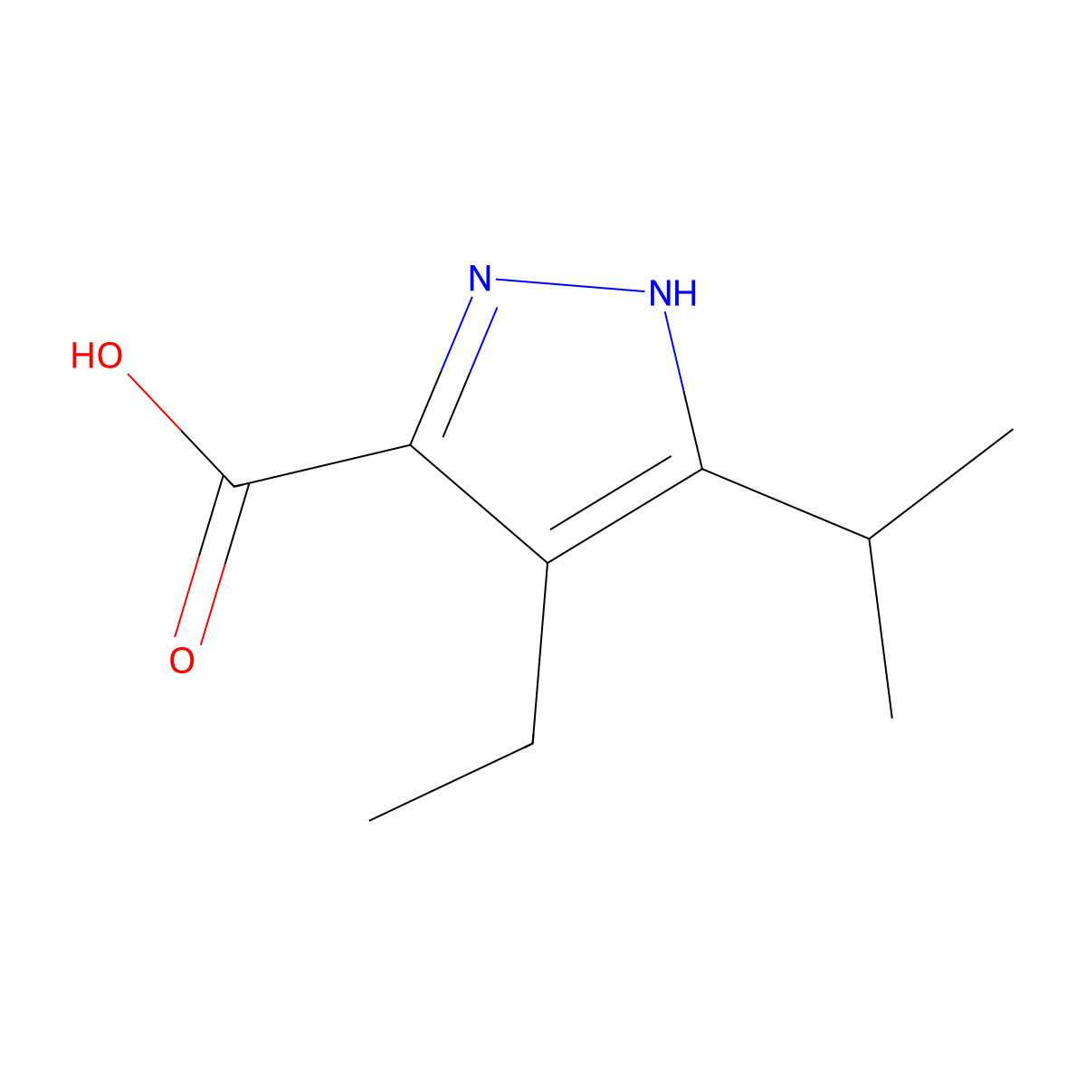 4-Ethyl-3-isopropyl-1H-pyrazole-5-carboxylic acid molecular structure, CAS 1482316-68-6