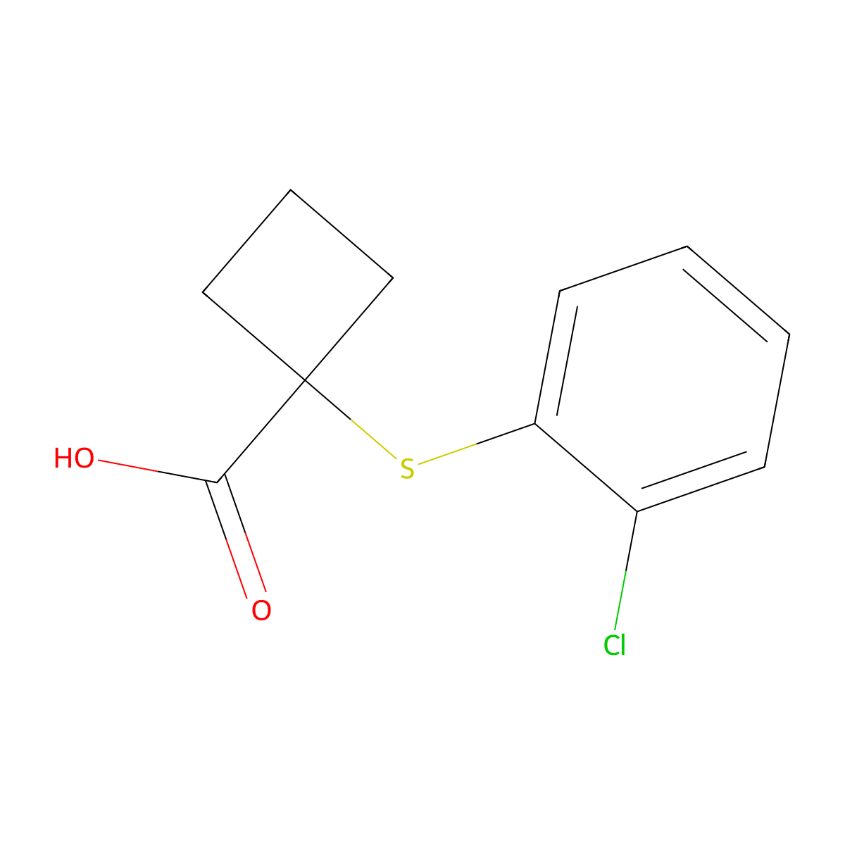1-[(2-Chlorophenyl)sulfanyl]cyclobutane-1-carboxylic acid molecular structure, CAS 1482331-72-5