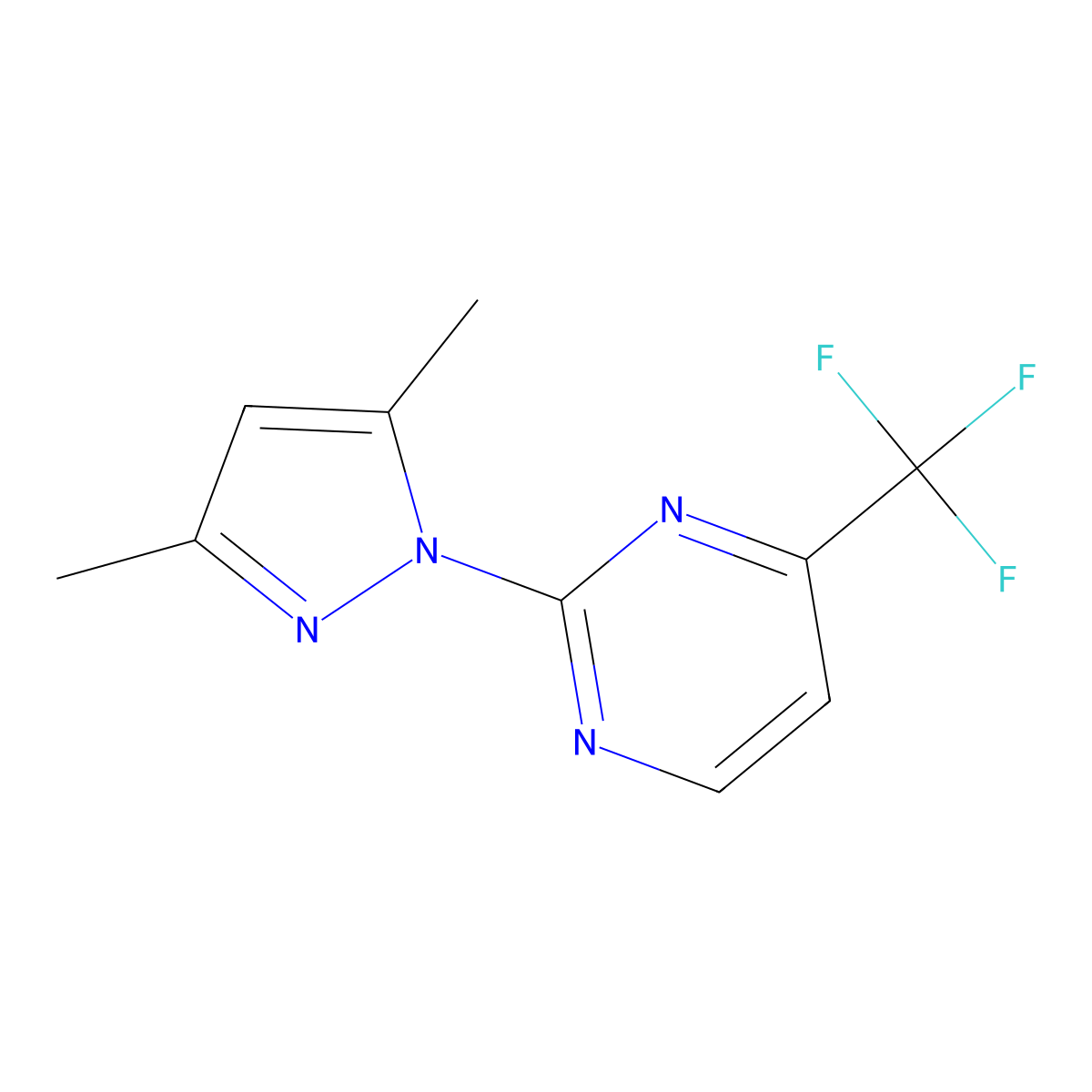 2-(3,5-dimethyl-1H-pyrazol-1-yl)-4-(trifluoromethyl)pyrimidine molecular structure, CAS 1482340-15-7