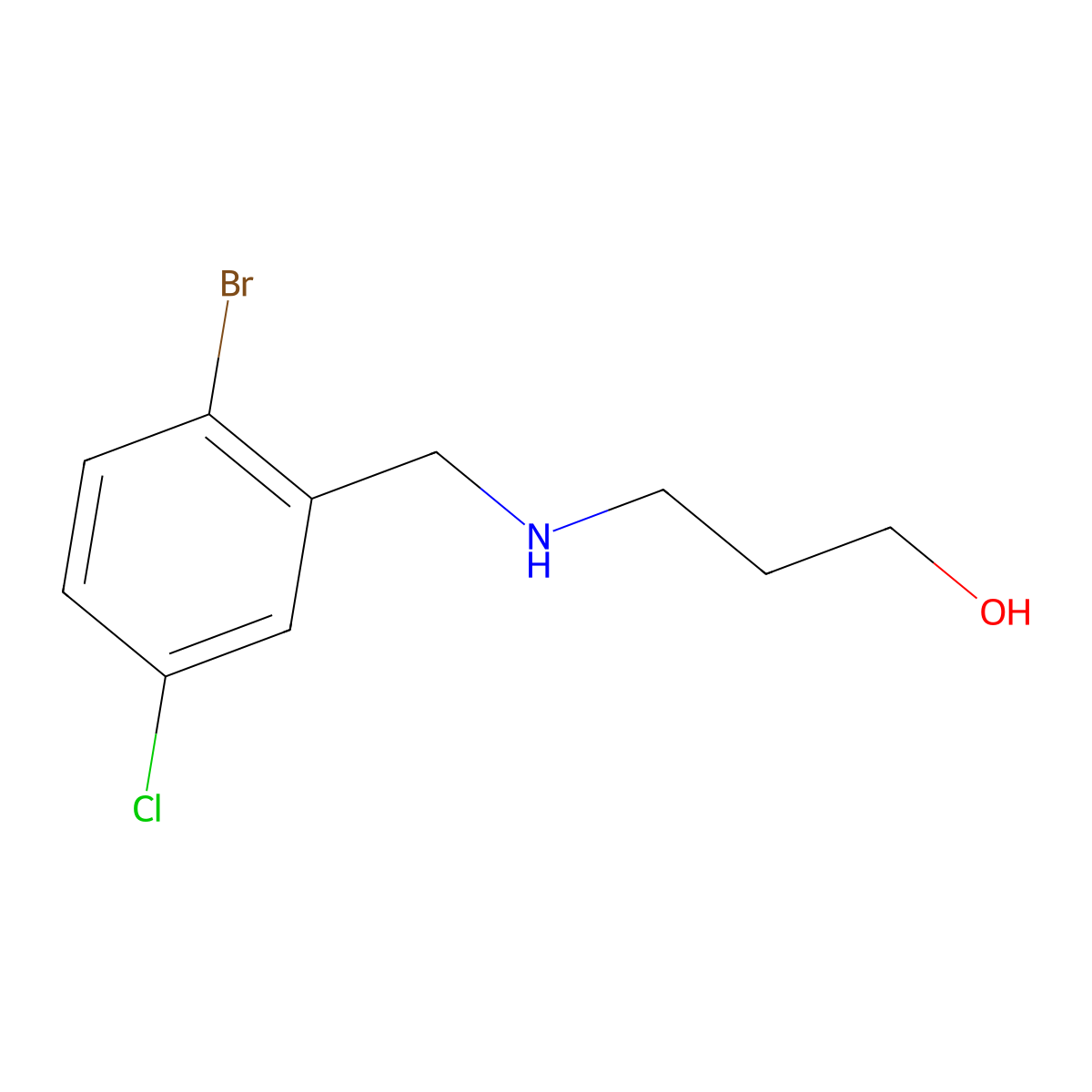 3-{[(2-Bromo-5-chlorophenyl)methyl]amino}propan-1-ol molecular structure, CAS 1482358-95-1