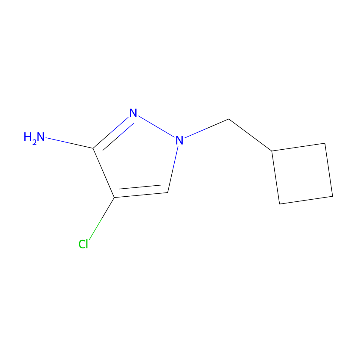 4-chloro-1-(cyclobutylmethyl)-1H-pyrazol-3-amine molecular structure, CAS 1482363-88-1