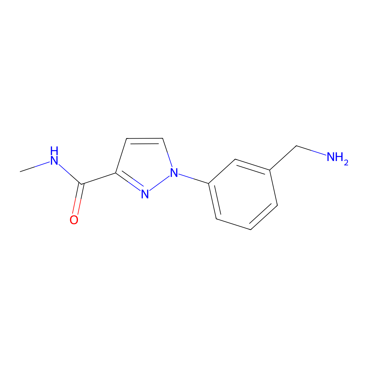 1-[3-(aminomethyl)phenyl]-N-methyl-1H-pyrazole-3-carboxamide molecular structure, CAS 1482368-79-5