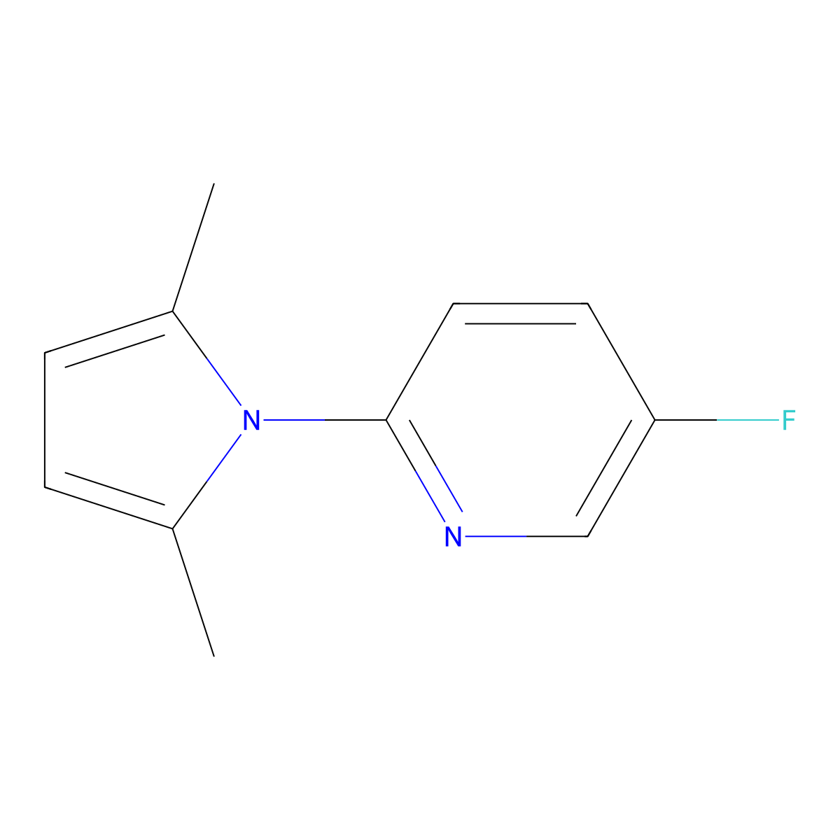 2-(2,5-dimethyl-1H-pyrrol-1-yl)-5-fluoropyridine molecular structure, CAS 1482373-64-7