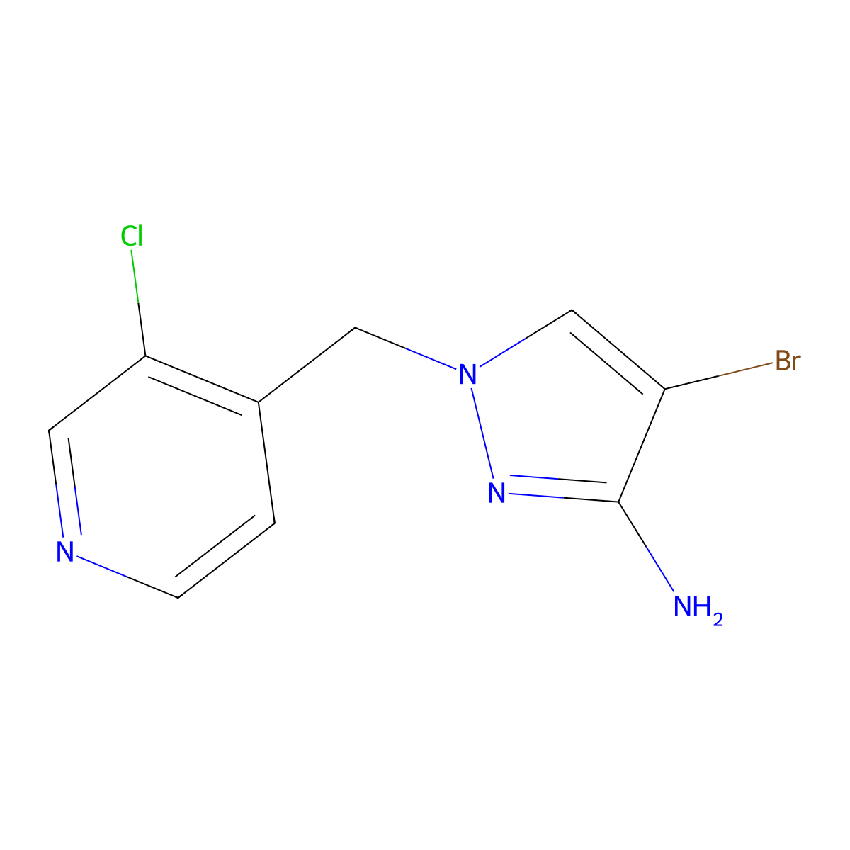 4-Bromo-1-((3-chloropyridin-4-yl)methyl)-1h-pyrazol-3-amine molecular structure, CAS 1482392-73-3