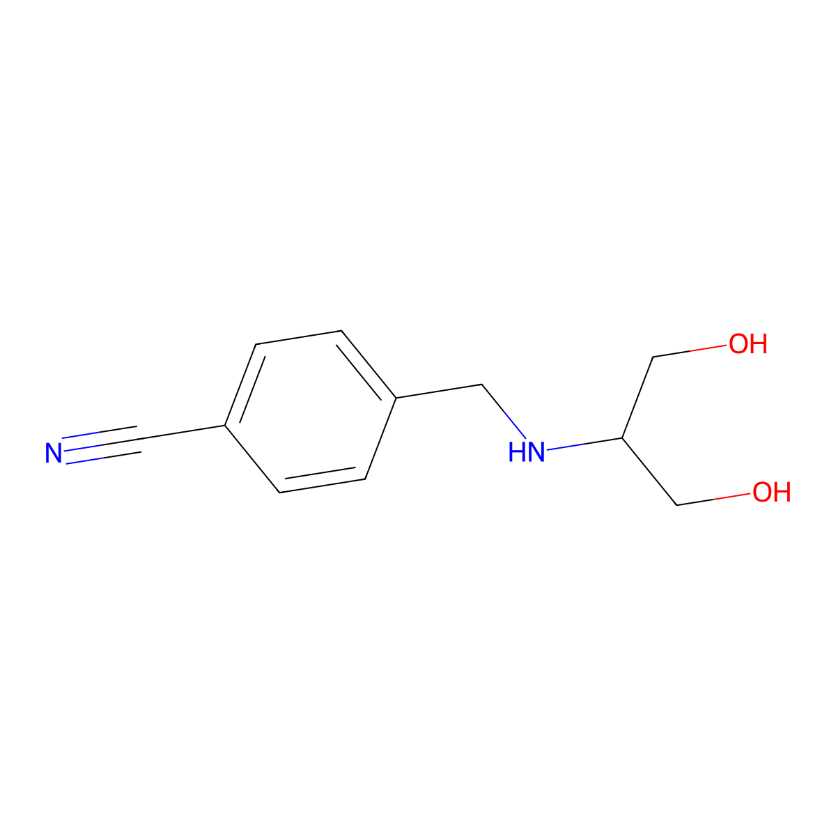 4-{[(1,3-Dihydroxypropan-2-yl)amino]methyl}benzonitrile molecular structure, CAS 1482395-83-4