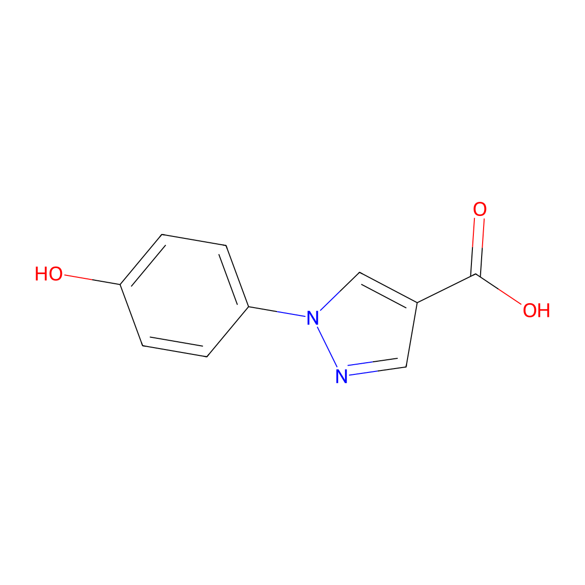 1-(4-Hydroxyphenyl)-1H-pyrazole-4-carboxylic acid molecular structure, CAS 1482404-93-2